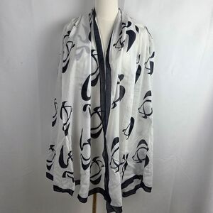 Large White Scarf Black Sea Turtle 🐢 Print Conflict Islands 35" x 75"